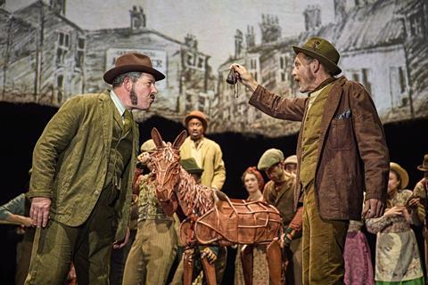 Gareth Radcliffe (Arthur Narracott), Karl Haynes (Ted Narracott), Eloise Beaumont-Wood, Diany Samba-Bandza, Jordan Paris (Baby Joey) and cast in War Horse.